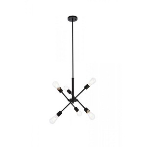 Elegant Lighting Axel 6 lights black pendant with hanging rod - 1 of 4