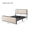 Lyngins Modern Metal Platform Bed with Curved Upholstered Headboard & Footboard, Bed Frame with Under Bed Storage, Heavy Duty Metal Slats - 3 of 4