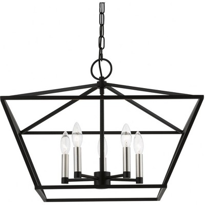 Devone Mini 5-Light Square Frame Chandelier in Black & Brushed Nickel