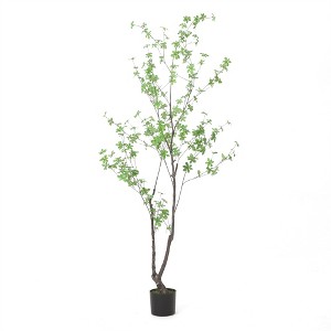 XINGHANZHENXUAN Artificial Disc Leaf Tree, Pre-Potted Faux Enkianthus Plant with Lifelike Foliage, Low-Maintenance Greenery for Home & Office - 1 of 4