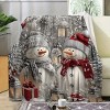 Lomsoe Christmas Gray & Red Snowman Print Flannel Blanket - All Seasons Soft and Warm Throw Blanket for Bed, Napping, Camping, Travel, Office - 3 of 4