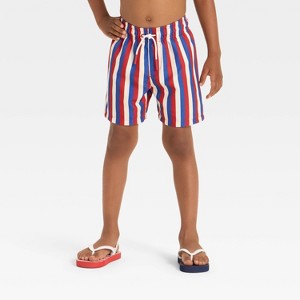 Toddler Boys' Striped Trunk - Cat & Jack™ Red/White/Blue - 1 of 3