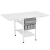 EROMMY Foldable Craft Table With Storage, Movable Sewing Table With 2 Shelves & Side Pocket, Home Hobby Folding table For Craft Room, Fixed Height - 4 of 4