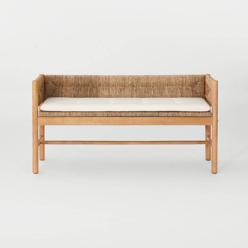 Elden Wood Bench with Woven Back and Loose Cushion Seat - Threshold&#8482; designed with Studio McGee, 4 of 15