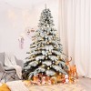 Tangkula Snow Flocked Artificial Christmas Tree Hinged Alaskan Pine Decoration Tree - 3 of 4