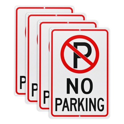 Unique Bargains Aluminum Reflective Durable Waterproof NO Parking Sign with P
