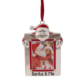 Northlight 3.5" Silver "Santa and Me" Photo Frame Christmas Ornament with Crystals