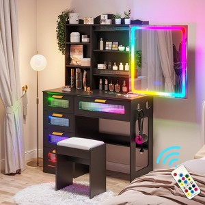 Vlsrka Vanity Desk with Mirror and LED RGB Lights - 1 of 3