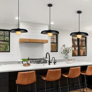 CityFurn 1-Light 15.7" Dome Black Industrial Pendant Light for Kitchen Island - 1 of 4