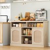 Rattan Buffet Cabinet with Storage, 47" Sideboard Storage Cabinet with 2 Rattan Doors - 4 of 4