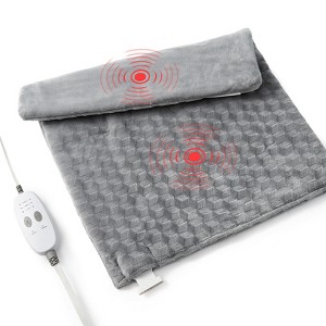 Weighted Heating Pad with 2 Massagers, 6lb Electric Heating Pad for Back, Neck & Shoulders, 3 Heat Levels, 9 Vibration Modes, 20"x24" Grey - 1 of 4