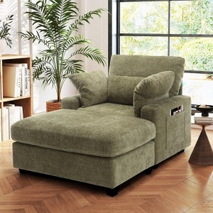 Dronkon 57in Indoor Lounge Chair with Ottoman, Sleeper Sofa Chaise Lounge for Living Room - 1 of 4