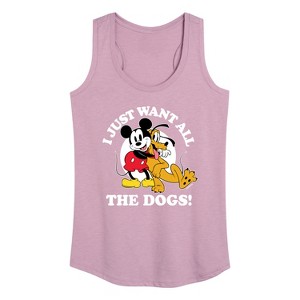 Women's - Disney - Mickey Pluto Just Want All Dogs Graphic Racerback Tank - 1 of 4