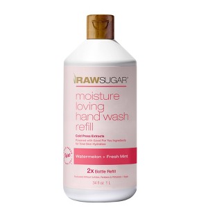 Raw Sugar Moisture Loving Hand Wash Refill Bottle - Watermelon + Fresh Mint - 34 fl oz - 1 of 4