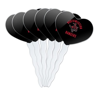 Northwestern Oklahoma State Rangers Heart Love Cupcake Picks Toppers Decoration Set of 6