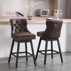 Beautyolove Faux Leather Upholstered Solid Wood Frame Bar Height Swivel Bar Stool (Set of 2) - 2 of 4