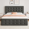 Bed Frame with 4 Storage Drawers and Linen Upholstered Headboard, Wooden Slats Support, Button Tufted Design, No Box Spring Needed - 2 of 4