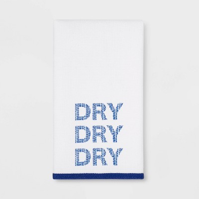 Dry Flat Woven Hand Towel White/Blue - Room Essentials™