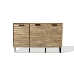 LuxenHome Mid-Century Modern Wave 3-Door 55.1-Inch Wide Kitchen Sideboard Cabinet with Metal Legs - 1 of 4