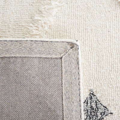 Ivory and Brown 6' x 9' Hand-Tufted Wool Shag Rug