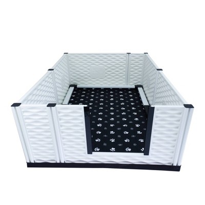EZwhelp EZclassic Tall 48 x 48 Padded Dog Whelping Box with Removable Rails, 3 Piece Entrance Door, Pad and Canvas Floor Liner, Black