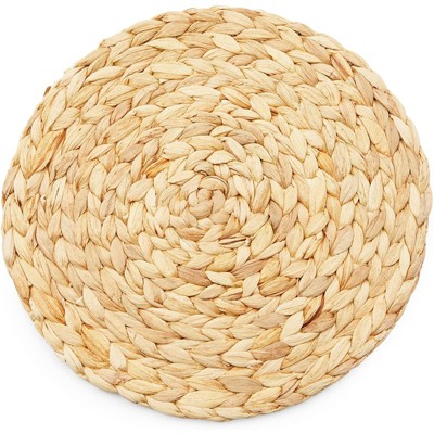 Natural Jute Woven Hyacinth Round Placemats, 12.2 in, Set of 4
