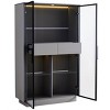 SEVOBAL Utility Storage Cabinets 60 Inch Freestanding Display Cabinet with Glass Doors Adjustable Shelves and Storage Drawers, Gray, 37"*15.6"*60.6" - 3 of 4