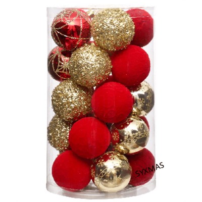 TackView 25PCS Christmas Ball Ornaments, 2.36In Velvet Flocked Christmas Tree Hanging Decor for Xmas Party Indoor Outdoor Decor