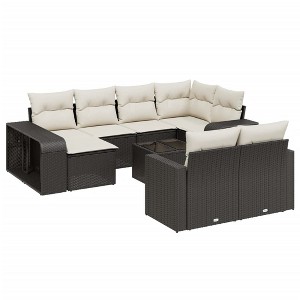 vidaXL Garden Sofa Set Black and cream - Black and cream Glass - 1 of 4
