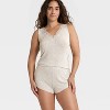 Women's Lace Trim Ribbed Tank Top and Shorts Pajama Set - Auden™ - 3 of 4