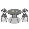 3-Piece Patio Set: Round Table & 2 Chairs - Cast Aluminum, All-Weather & Adjustable Legs for Balcony/Backyard - 3 of 4