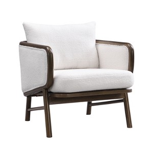 Ridstar Accent Chair, Upholstered Armchair with Solid Wood Frame-White - 1 of 4