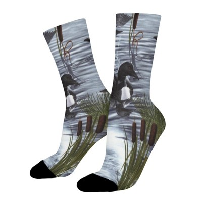 Loons Duck Women Printed Crew Socks Funny Funky Socks Soft Polyester Novelty Gifts for Artists Men