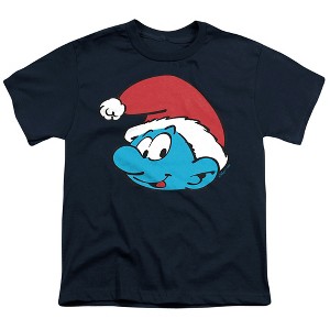 Boys' Smurfs Classic Santa Christmas Hat T-Shirt - 1 of 4