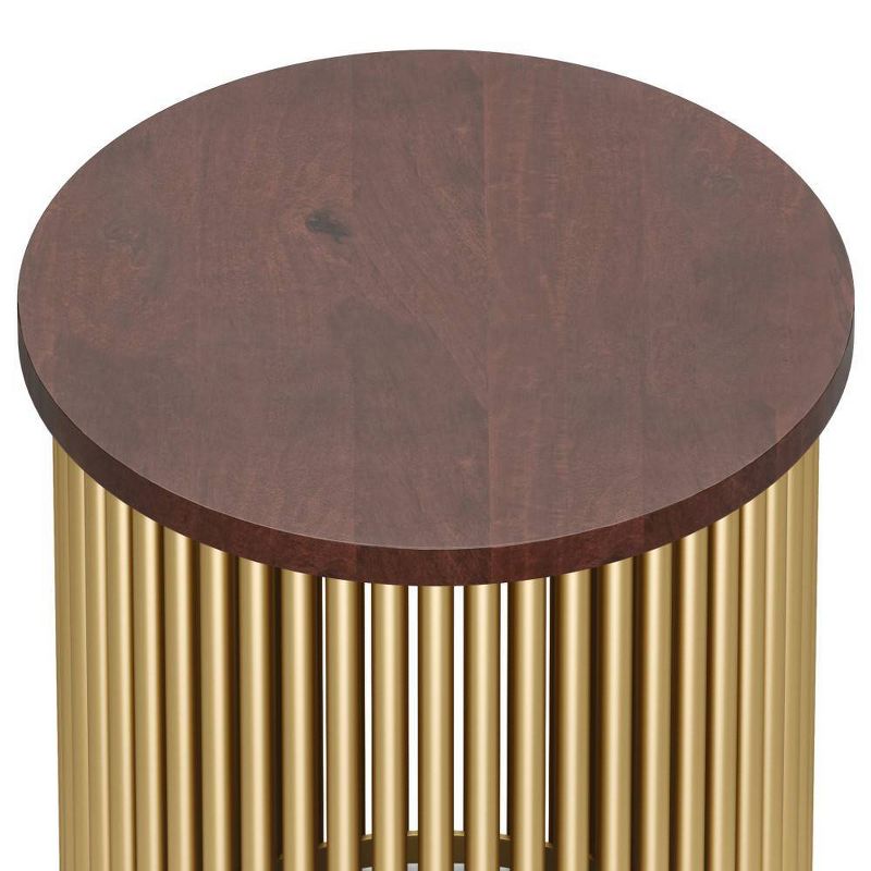 Karl Metal and Wood Accent Table Cognac/Gold - WyndenHall, 3 of 7