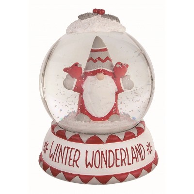 Transpac Resin White Christmas Whimsy Gnome Snow Globe