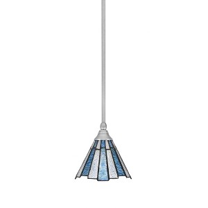 Toltec Lighting Any 1 - Light Pendant in  Brushed Nickel with 7" Sea Ice Art Glass Shade - 1 of 1