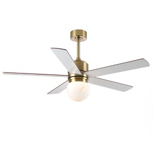 Parrot Uncle 52" Gold Modern Glass LED Ceiling Fan with Remote and Light - 1 of 4