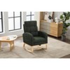 Vynxaria Series Green Polyester Rocking Chair Set of 1 with Adjustable Footrest High Backrest Side Pocket Solid Wood Legs Gentle Glide 300LB Support - 4 of 4