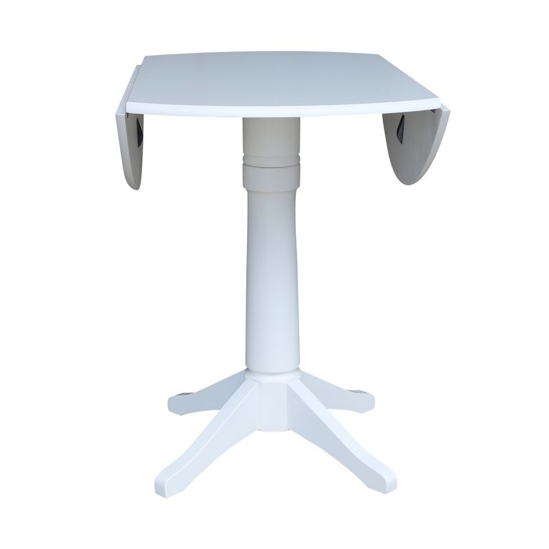 42" Nina Round Top Dual Drop Leaf Pedestal Table White - International Concepts, 6 of 10