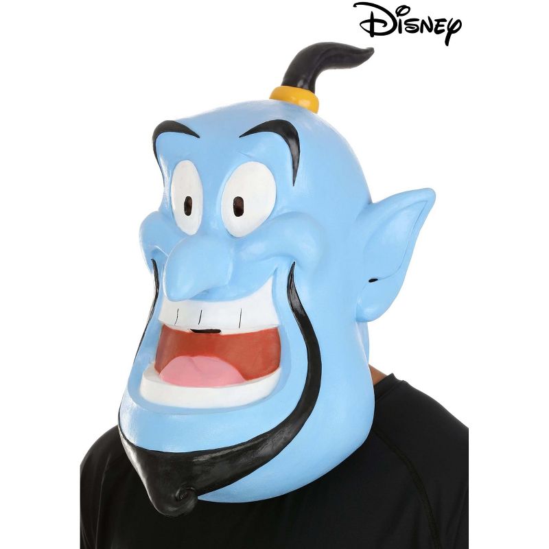 HalloweenCostumes.com   Men  Disney Aladdin Genie Costume Latex Mask for Adults and Kids, Black/White/Blue, 4 of 6