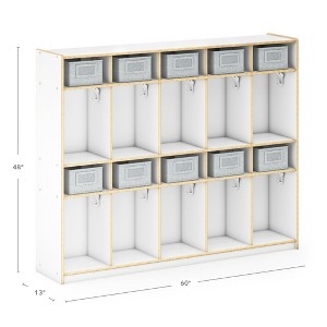 Guidecraft EdQ 10-Section Wooden Storage Locker for Classroom, Kids Natural Wood Cubby Organizer with Shelves and Hooks for Coats - 1 of 4