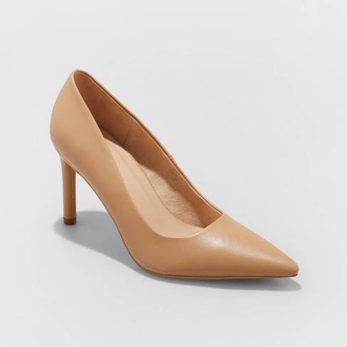 Tan high hot sale heel pumps