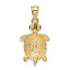 Black Bow Jewelry 14k Yellow Gold and Ruby Turtle with Gemstone Eyes Pendant - 3 of 4