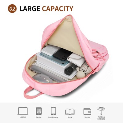 Unique Bargains Large Capacity Casual Work Fashion Quilted Laptop Backpack Pink — фото 4