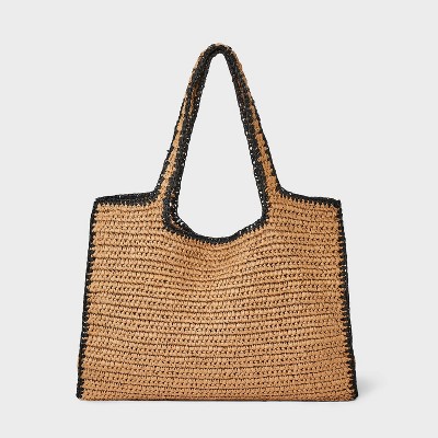 Straw Large Packable Tote Handbag - A New Day™ Beige