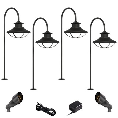 John Timberland Braden Textured Black 8-Piece LED Path and Spot Light Set