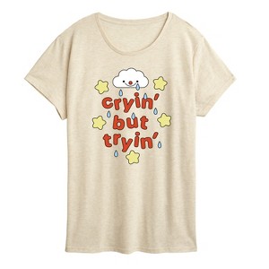 Women's - Instant Message - Cryin But Tryin Short Sleeve Graphic T-Shirt - 1 of 4