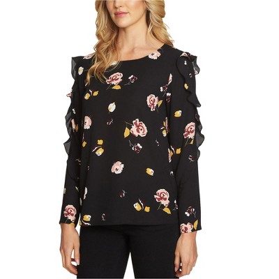 1.STATE Womens Floral Knit Blouse