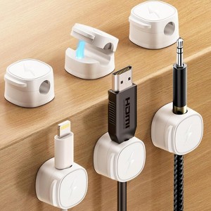 FONTOI 6 Pack Magnetic Cord Organizer, Cable Clips Holder for Nightstand, Round Cable Clips Wire Management, Universal Fit, White, 0.78"*0.44"*0.78" - 1 of 4